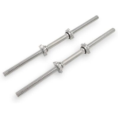 Sunny Health & Fitness - Standard 24” Threaded Chrome Dumbbell Bar Set with Star-Lock Collars - Silver Sunny Health & Fitness - Standard 24” Threaded Chrome Dumbbell Bar Set with Star-Lock Collars - Silver
