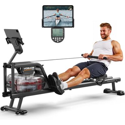 FED Fitness - Foldable Water Rowing Machines for Home - Rower Machine Use with Bluetooth, App Supported - Black FED Fitness - Foldable Water Rowing Machines for Home - Rower Machine Use with Bluetooth, App Supported - Black