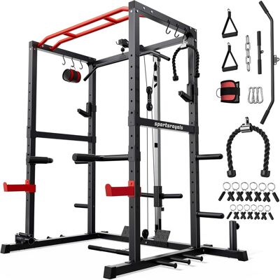 FED Fitness - Sportsroyals Power Cage,1600lbs Multi-Function Power Rack with Adjustable Cable Crossover System and More Training Attac - Black FED Fitness - Sportsroyals Power Cage,1600lbs Multi-Function Power Rack with Adjustable Cable Crossover System and More Training Attac - Black