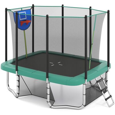 Gymax - 10 x 8 FT Heavy-Duty Trampoline w/Basketball Hoop Soccer Goal Non-Slip Ladder - Green Gymax - 10 x 8 FT Heavy-Duty Trampoline w/Basketball Hoop Soccer Goal Non-Slip Ladder - Green