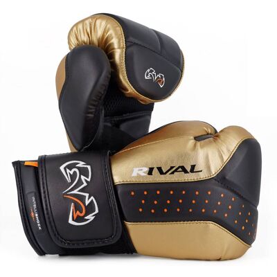 RIVAL - Boxing RB10 Intelli-Shock Hook and Loop Bag Gloves - Medium - Black/Gold RIVAL - Boxing RB10 Intelli-Shock Hook and Loop Bag Gloves - Medium - Black/Gold