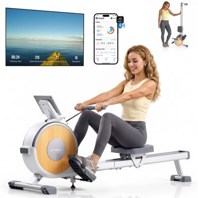 MERACH - Magnetic Rowing Machine 350lbs Weight Capacity, 16 Levels of Quiet Resistance, Bluetooth Rower for Home Workout - White MERACH - Magnetic Rowing Machine 350lbs Weight Capacity, 16 Levels of Quiet Resistance, Bluetooth Rower for Home Workout - White