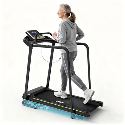 Rellysport - Senior Treadmill for Elderly, Walking Treadmill with Long Side Handrails & Front Handrails for Small Spaces - Balck Rellysport - Senior Treadmill for Elderly, Walking Treadmill with Long Side Handrails & Front Handrails for Small Spaces - Balck
