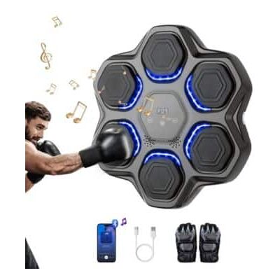 Sugift - Wall-Mounted Music Boxing Trainer With Gloves Bluetooth Punch Tracking And Multi-Speed Modes - Black Sugift - Wall-Mounted Music Boxing Trainer With Gloves Bluetooth Punch Tracking And Multi-Speed Modes - Black