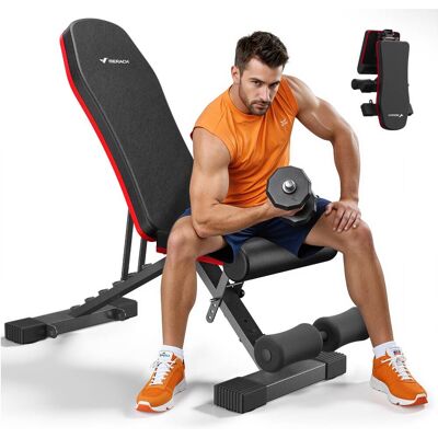 MERACH - Adjustable Weight Dumbbell Bench with Leg Extension, 990LBS Capacity Foldable Workout Bench for Home Gym - Black&Red MERACH - Adjustable Weight Dumbbell Bench with Leg Extension, 990LBS Capacity Foldable Workout Bench for Home Gym - Black&Red