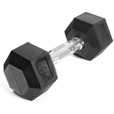 TRX - Hex Rubber 40 Pound Dumbbell Weight Strength Training Workout Equipment - Black TRX - Hex Rubber 40 Pound Dumbbell Weight Strength Training Workout Equipment - Black