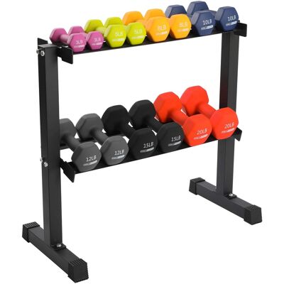 HolaHatha - 146 Pound Neoprene Dumbbell Strength Training Weight Set with Rack - Multicolor HolaHatha - 146 Pound Neoprene Dumbbell Strength Training Weight Set with Rack - Multicolor