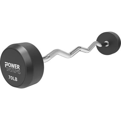 Power Systems - Pro -Style Fixed Barbell - 70lbs Weight Bar w/EZ Curl Handle for Home Gym Training - Black Power Systems - Pro -Style Fixed Barbell - 70lbs Weight Bar w/EZ Curl Handle for Home Gym Training - Black