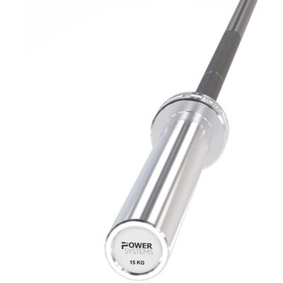 Power Systems - 15kg Women’s Hybrid Olympic Barbell - 79'' Black Zinc and Stainless Steel Weight Bar - Silver Power Systems - 15kg Women’s Hybrid Olympic Barbell - 79'' Black Zinc and Stainless Steel Weight Bar - Silver