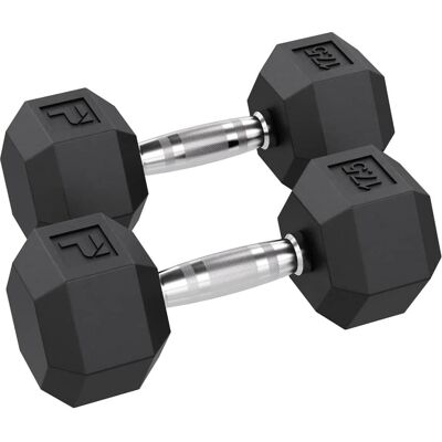 Power Systems - 17.5 lb Rubber Hex Dumbbells, Pair of Dumbbells w/Ergonomic Grip & Hexagonal Dead Design - Black Power Systems - 17.5 lb Rubber Hex Dumbbells, Pair of Dumbbells w/Ergonomic Grip & Hexagonal Dead Design - Black