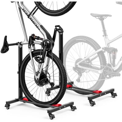 VEVOR - Bike Stand 2 Pack, Freestanding Vertical & Horizontal Bike Storage Rack, with Lockable Casters, Height Adjustable - Black VEVOR - Bike Stand 2 Pack, Freestanding Vertical & Horizontal Bike Storage Rack, with Lockable Casters, Height Adjustable - Black