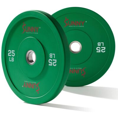 Sunny Health & Fitness - Elite 2-inch Rubber Olympic Weight Plates 25-Pound (Pair) - Green Sunny Health & Fitness - Elite 2-inch Rubber Olympic Weight Plates 25-Pound (Pair) - Green