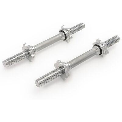 Sunny Health & Fitness - Standard 14” Threaded Chrome Dumbbell Bar Set with Star-Lock Collars - Silver Sunny Health & Fitness - Standard 14” Threaded Chrome Dumbbell Bar Set with Star-Lock Collars - Silver