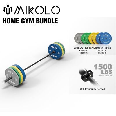 Mikolo - 7ft Olympic Barbell,Olympic Bar for 1500lbs Capacity, Weight Bar Fit 2” Standard Weights - Black Mikolo - 7ft Olympic Barbell,Olympic Bar for 1500lbs Capacity, Weight Bar Fit 2” Standard Weights - Black