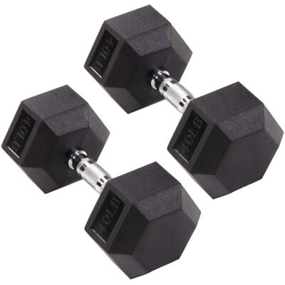 Signature Fitness - Hex Dumbbells Strength Training Workout Equipment Set, 40 lbs - Black Signature Fitness - Hex Dumbbells Strength Training Workout Equipment Set, 40 lbs - Black
