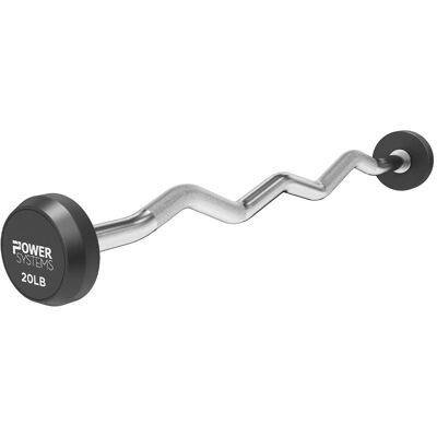 Power Systems - Pro -Style Fixed Barbell - 20lbs Weight Bar w/EZ Curl Handle for Home Gym Training - Black Power Systems - Pro -Style Fixed Barbell - 20lbs Weight Bar w/EZ Curl Handle for Home Gym Training - Black