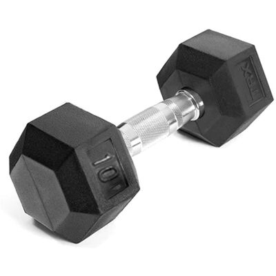 TRX - Hex Rubber 10 Pound Dumbbell Weight Strength Training Workout Equipment - Black TRX - Hex Rubber 10 Pound Dumbbell Weight Strength Training Workout Equipment - Black