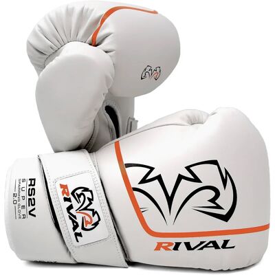 RIVAL - Boxing RS2V 2.0 Super Pro Hook and Loop Sparring Gloves - 18 oz - White RIVAL - Boxing RS2V 2.0 Super Pro Hook and Loop Sparring Gloves - 18 oz - White