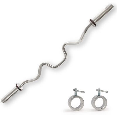 Sunny Health & Fitness - 48” Super Curl Olympic Barbell Bar - Silver Sunny Health & Fitness - 48” Super Curl Olympic Barbell Bar - Silver