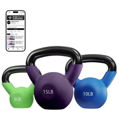 Syedee - Cast Iron Kettlebell Vinyl Coated Strength Training Kettlebell Set for Exercises, Fitness, Full Body Workout Equipment - Mix Syedee - Cast Iron Kettlebell Vinyl Coated Strength Training Kettlebell Set for Exercises, Fitness, Full Body Workout Equipment - Mix