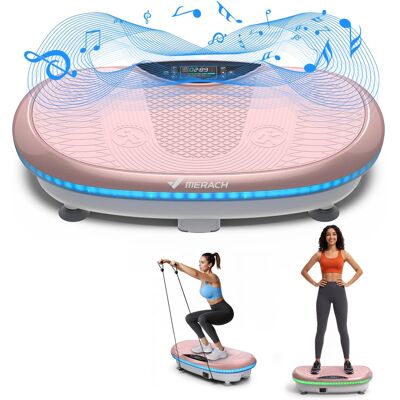 MERACH - 4D Vibration Plate, Whole Body Plate Vibration with 120 Speeds, LED Lights Bluetooth Speaker, Full Body Workout - Pink MERACH - 4D Vibration Plate, Whole Body Plate Vibration with 120 Speeds, LED Lights Bluetooth Speaker, Full Body Workout - Pink
