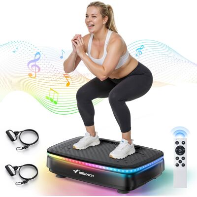 MERACH - LED Light Vibration Plate Exercise Machine, Bluetooth Speaker Whole Body Workout Fitness Plate Vibration - Black MERACH - LED Light Vibration Plate Exercise Machine, Bluetooth Speaker Whole Body Workout Fitness Plate Vibration - Black