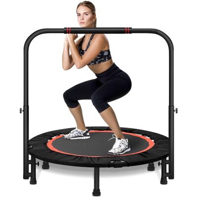 Sugift - 40 Inch Mini Exercise Trampoline Foldable with Adjustable Handle Max Load 440lbs - Black Sugift - 40 Inch Mini Exercise Trampoline Foldable with Adjustable Handle Max Load 440lbs - Black