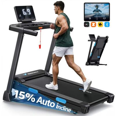 MERACH - Folding Treadmill with 15% Auto Incline, 7-Layer Belt, 300 LBS Capacity, 0.5-7.5MPH Quiet, Smart APP - Black MERACH - Folding Treadmill with 15% Auto Incline, 7-Layer Belt, 300 LBS Capacity, 0.5-7.5MPH Quiet, Smart APP - Black