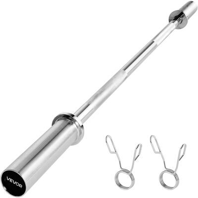 VEVOR - 4FT Barbell Bar, Fits 2-Inch Weight Plates, Chrome Plated Barbell Bar with Knurled Grip for Strength Training - Silver VEVOR - 4FT Barbell Bar, Fits 2-Inch Weight Plates, Chrome Plated Barbell Bar with Knurled Grip for Strength Training - Silver