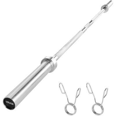 VEVOR - 6FT Barbell Bar, Fits 2-Inch Weight Plates, Chrome Plated Barbell Bar with Knurled Grip for Strength Training - Silver VEVOR - 6FT Barbell Bar, Fits 2-Inch Weight Plates, Chrome Plated Barbell Bar with Knurled Grip for Strength Training - Silver