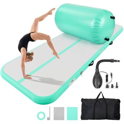 VEVOR - Inflatable Gymnastics Air Mat with Air Barrel 10 ft Training Mats, 4 inches Thick Sturdy Tumble Track with Electric Pump - Mint Green VEVOR - Inflatable Gymnastics Air Mat with Air Barrel 10 ft Training Mats, 4 inches Thick Sturdy Tumble Track with Electric Pump - Mint Green
