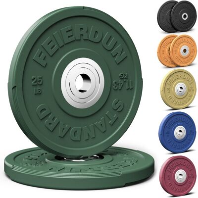 FED Fitness - 2" Color Olympic Bumper Plate Weight Plate for Strength Training - 100% Virgin Rubber - Green FED Fitness - 2" Color Olympic Bumper Plate Weight Plate for Strength Training - 100% Virgin Rubber - Green