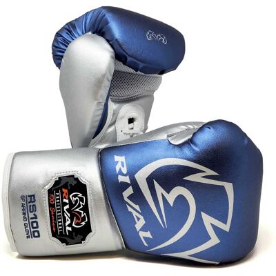 RIVAL - Boxing RS100 Pro Lace-Up Sparring Gloves - 16 oz. - Blue/Silver RIVAL - Boxing RS100 Pro Lace-Up Sparring Gloves - 16 oz. - Blue/Silver