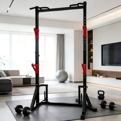 KERDOM - Height Adjustable Power Rack with Pull up Bar Muscles Trainer, Power Tower Pull Up Dip Station Heavy Capacity 700lbs - Black KERDOM - Height Adjustable Power Rack with Pull up Bar Muscles Trainer, Power Tower Pull Up Dip Station Heavy Capacity 700lbs - Black