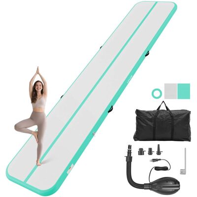VEVOR - Inflatable Gymnastics Air Mat 16.4 ft Training Mats w/ Electric Pump, 4 inches Thick Sturdy Tumble Track, Tumbling Mat - Mint Green VEVOR - Inflatable Gymnastics Air Mat 16.4 ft Training Mats w/ Electric Pump, 4 inches Thick Sturdy Tumble Track, Tumbling Mat - Mint Green