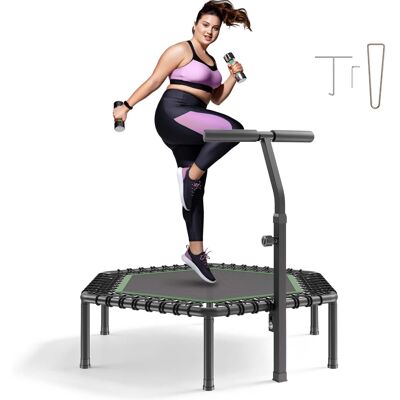 VEVOR - 54.5 Inch Mini Trampoline, 450 lbs Max Load Fitness Rebounder, Stable & Quiet Small Trampoline with 3 Levels Height - Black & Green VEVOR - 54.5 Inch Mini Trampoline, 450 lbs Max Load Fitness Rebounder, Stable & Quiet Small Trampoline with 3 Levels Height - Black & Green
