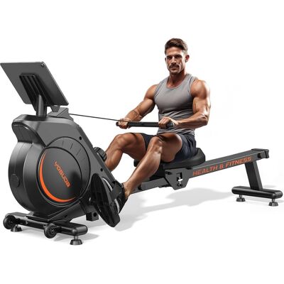 FED Fitness - Magnetic Rowing Machine for Home - Rower Machine Use with Bluetooth, App Supported, Comfortable Seat Cushion - Black FED Fitness - Magnetic Rowing Machine for Home - Rower Machine Use with Bluetooth, App Supported, Comfortable Seat Cushion - Black