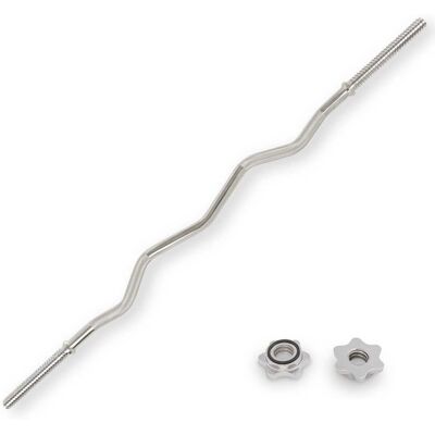 Sunny Health & Fitness - 47" Threaded EZ Curl Chrome Bar - Silver Sunny Health & Fitness - 47" Threaded EZ Curl Chrome Bar - Silver