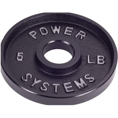 Power Systems - Pro Olympic Plate (5 lb), Cast Iron Weight Plates Fits 2" Bar Sleeve - Black Power Systems - Pro Olympic Plate (5 lb), Cast Iron Weight Plates Fits 2" Bar Sleeve - Black