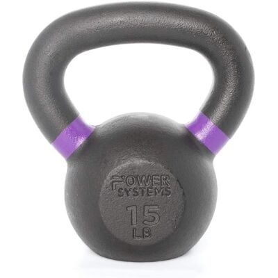 Power Systems - Cast Iron Kettlebell -15 lb - Strength Training Kettlebells for Home Gym Workouts - Black Power Systems - Cast Iron Kettlebell -15 lb - Strength Training Kettlebells for Home Gym Workouts - Black