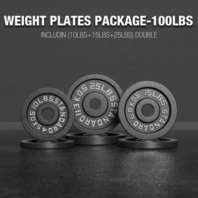 Mikolo - Weight Plates 2 Inch, 100LBS Iron Plates with Enhanced Grip, Weight Plates for Strength Training and Weight Lifting - Black Mikolo - Weight Plates 2 Inch, 100LBS Iron Plates with Enhanced Grip, Weight Plates for Strength Training and Weight Lifting - Black