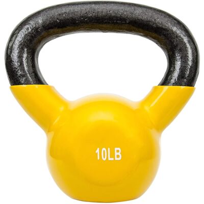 Sunny Health & Fitness - Vinyl Coated Kettlebell 10lbs - Yellow Sunny Health & Fitness - Vinyl Coated Kettlebell 10lbs - Yellow
