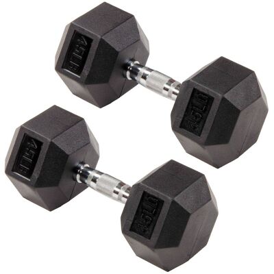 Signature Fitness - Hex Dumbbells Strength Training Workout Equipment Set, 45 lbs - Black Signature Fitness - Hex Dumbbells Strength Training Workout Equipment Set, 45 lbs - Black