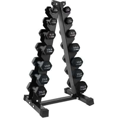 HolaHatha - 146 Pound Neoprene Dumbbell Full Body Weight Set with Storage Rack - Black HolaHatha - 146 Pound Neoprene Dumbbell Full Body Weight Set with Storage Rack - Black
