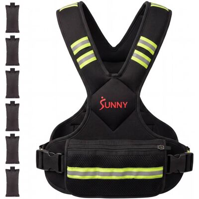 Sunny Health & Fitness - Adjustable Weighted Vest with Removable Weights & Reflective Materials for Low-Light Visibility - Black Sunny Health & Fitness - Adjustable Weighted Vest with Removable Weights & Reflective Materials for Low-Light Visibility - Black