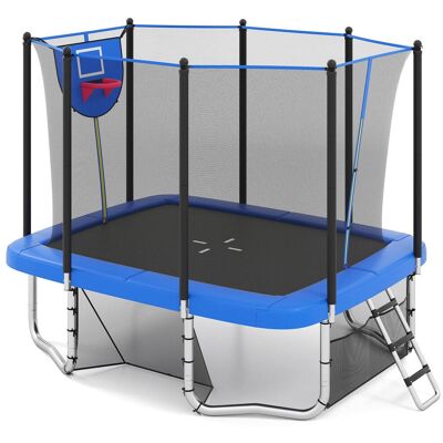 Gymax - 10 x 8 FT Heavy-Duty Trampoline w/Basketball Hoop Soccer Goal Non-Slip Ladder - Blue Gymax - 10 x 8 FT Heavy-Duty Trampoline w/Basketball Hoop Soccer Goal Non-Slip Ladder - Blue