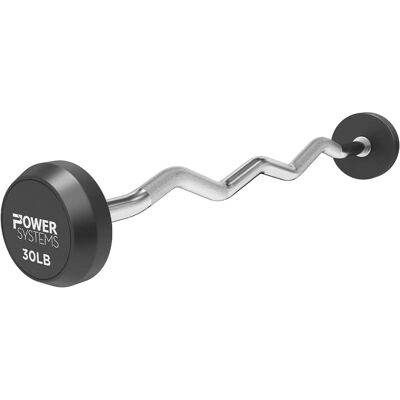 Power Systems - Pro -Style Fixed Barbell - 30lbs Weight Bar w/EZ Curl Handle for Home Gym Training - Black Power Systems - Pro -Style Fixed Barbell - 30lbs Weight Bar w/EZ Curl Handle for Home Gym Training - Black