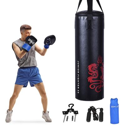 Costway - 40Lbs Filled Punching Boxing Suit w/Sandbag Gloves Rucksack Hook Jump Rope - Black,Blue,Red,White Costway - 40Lbs Filled Punching Boxing Suit w/Sandbag Gloves Rucksack Hook Jump Rope - Black,Blue,Red,White