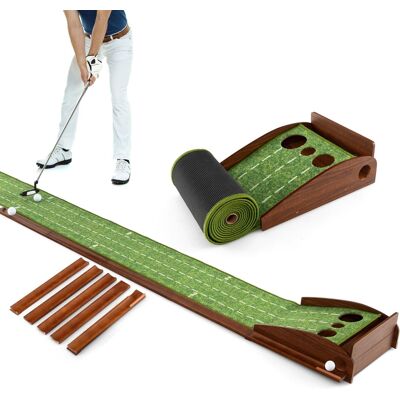 Costway - Putting Practice Golf Putting Mat with Auto Ball Return and 3 Hole Sizes - Green Costway - Putting Practice Golf Putting Mat with Auto Ball Return and 3 Hole Sizes - Green
