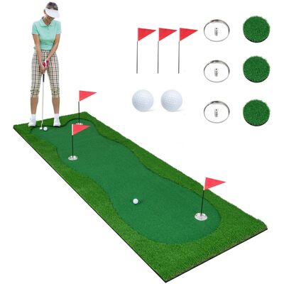 Costway - 10 x 3.3 FT Golf Putting Professional Golf Training Mat with 2 Golf Balls - Green Costway - 10 x 3.3 FT Golf Putting Professional Golf Training Mat with 2 Golf Balls - Green